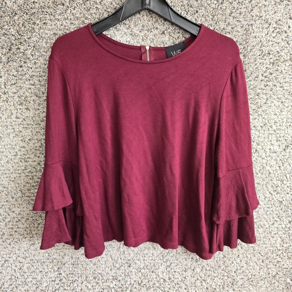 W5‎ Anthropologie Top Womens Large Purple Zip Scoop Neck Bell Sleeve Casual